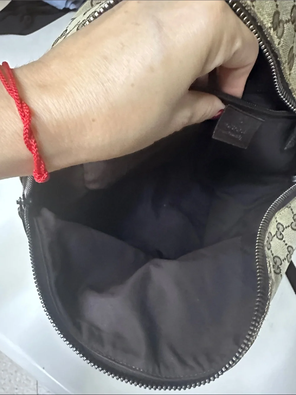 Gucci Brown GG Canvas Backpack with Red & Green Web Stripe